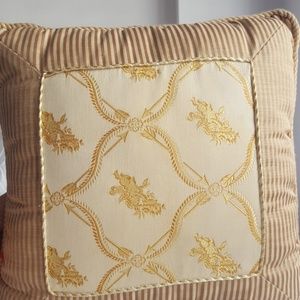 Gold Cream Square Pillow couch Decor Bed Accent